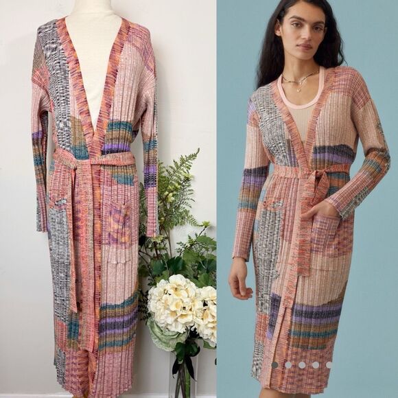 ANTHROPOLOGIE | patchwork cardigan sweater | M/L | space dye - Picture 2 of 10